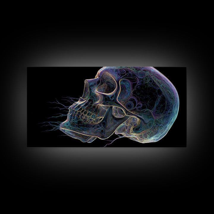 Digital Skull Art Multicolor Fantasy Illustration Canvas Print Modern Wall Art Halloween Decor Gift Idea