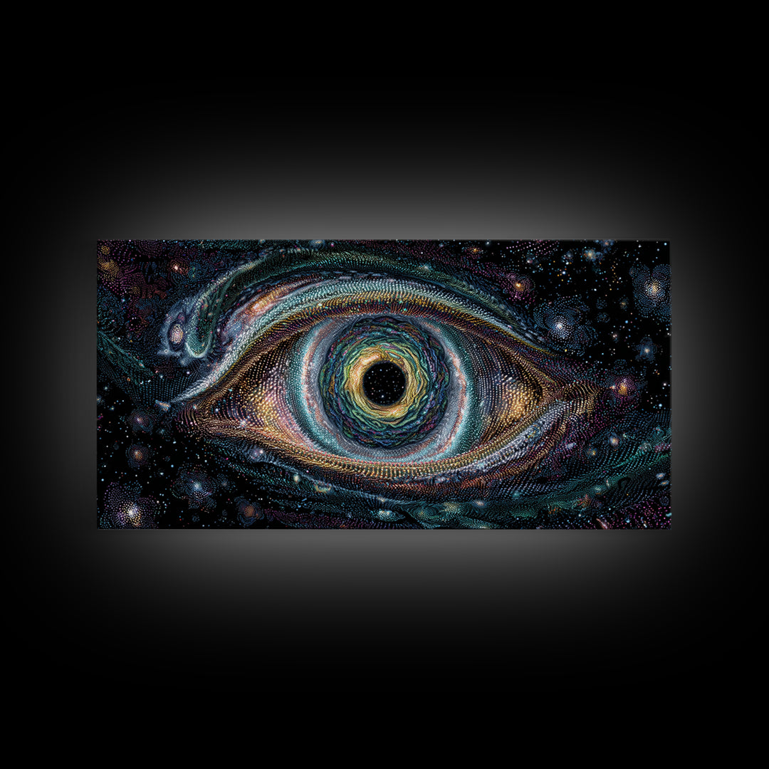 Cosmic Vortex Eye With Starry Galaxy Background Abstract Surreal Wall Art For Modern Home Decor And Spiritual Spaces Canvas Print With Stunning Detail