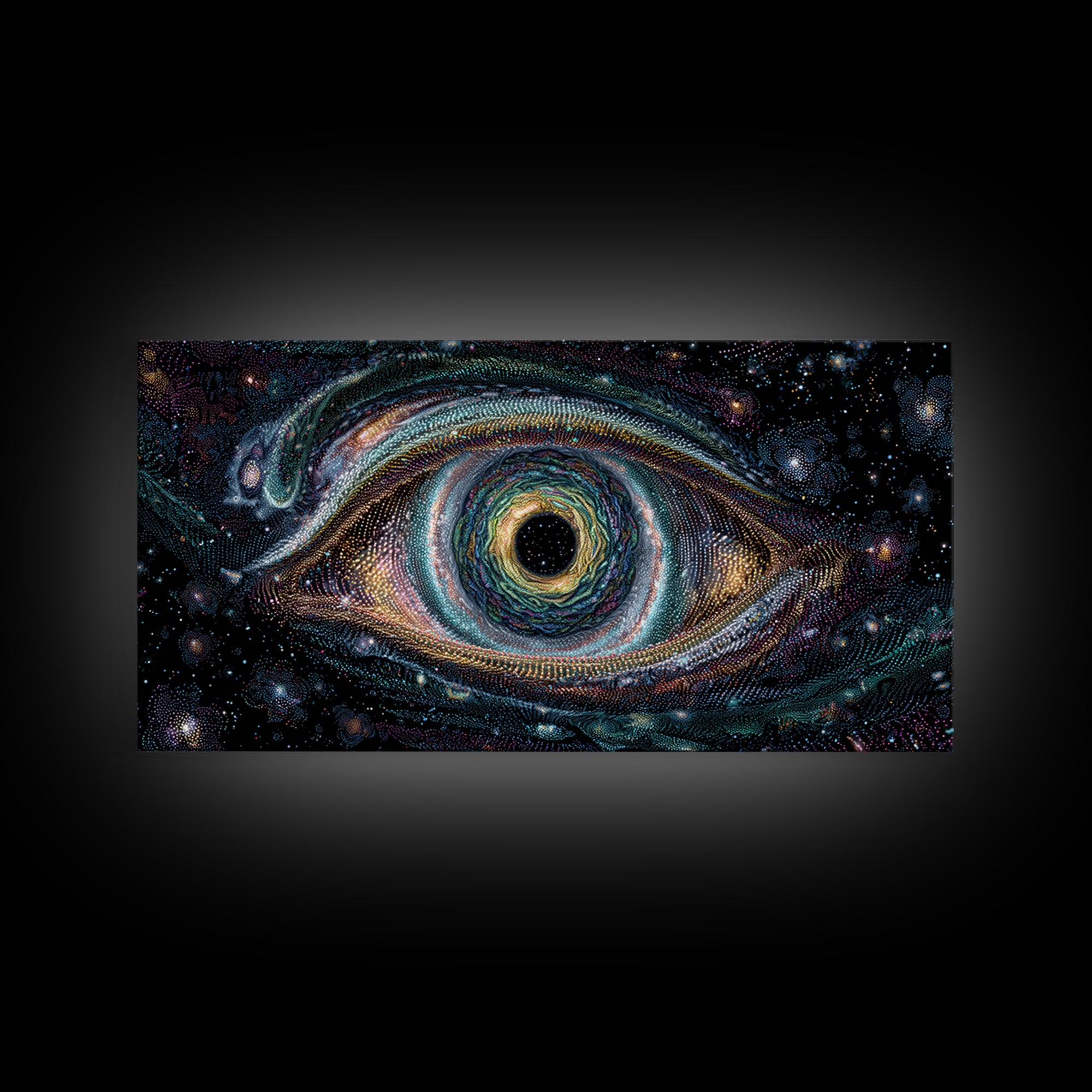 Cosmic Vortex Eye With Starry Galaxy Background Abstract Surreal Wall Art For Modern Home Decor And Spiritual Spaces Canvas Print With Stunning Detail