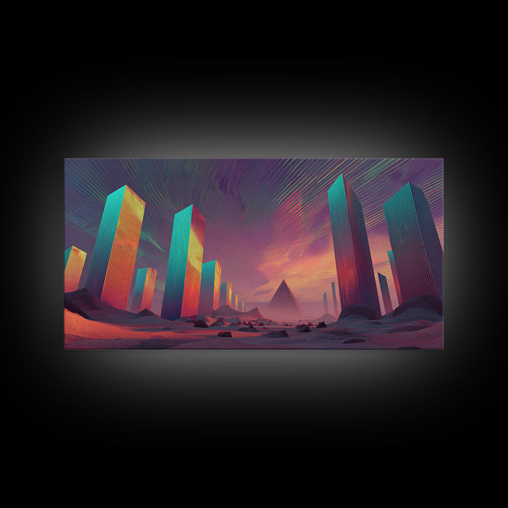 Colorful Psychedelic Meditation Artwork With Neon Lines Spiritual Wall Art Canvas Print