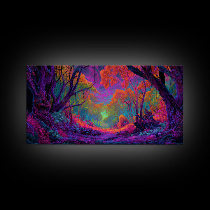 Vibrant Fantasy Forest Landscape Wall Art Colorful Nature Canvas Print For Living Room Modern Wall Art