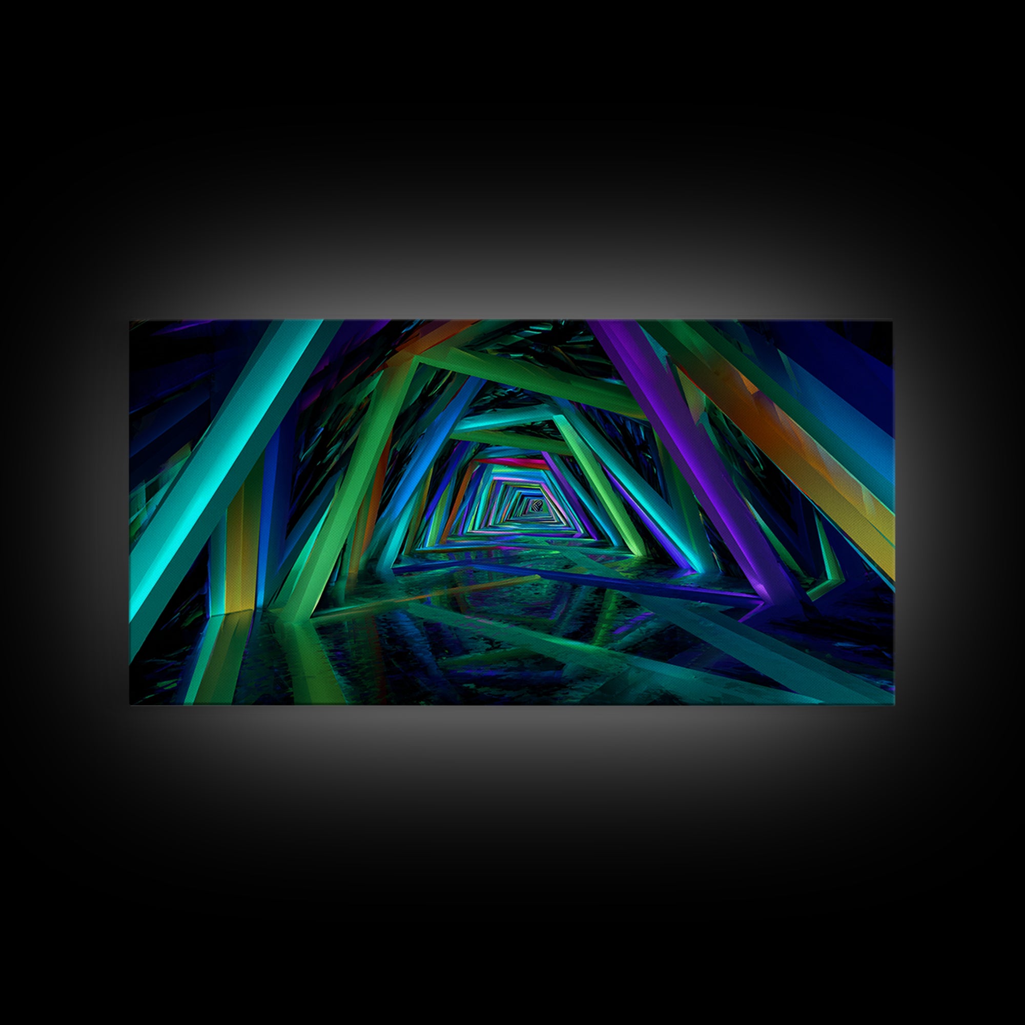 Vibrant Starry Night Skyline Reflection Neon Cityscape Digital Wall Art Canvas Print Modern Home Decor