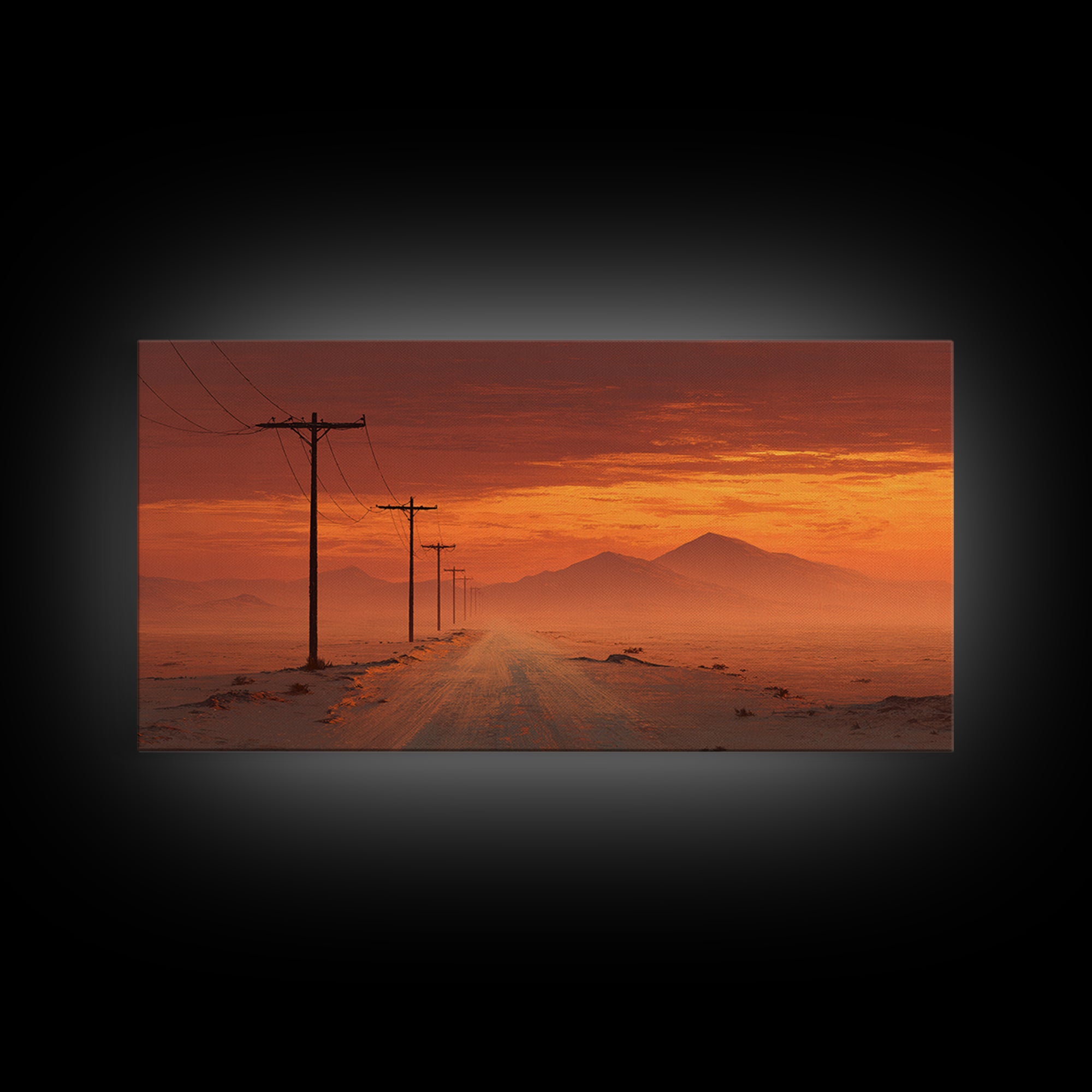 Rustic Desert Road Landscape Painting Wall Art Framed Canvas Print For Farmhouse Kitchen Living Room Decor