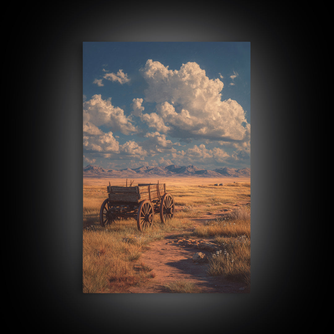 Moody Nighttime Campfire In Desert Rocks With Horses Painting Wall Art Print For Cozy Living Room Decor Canvas