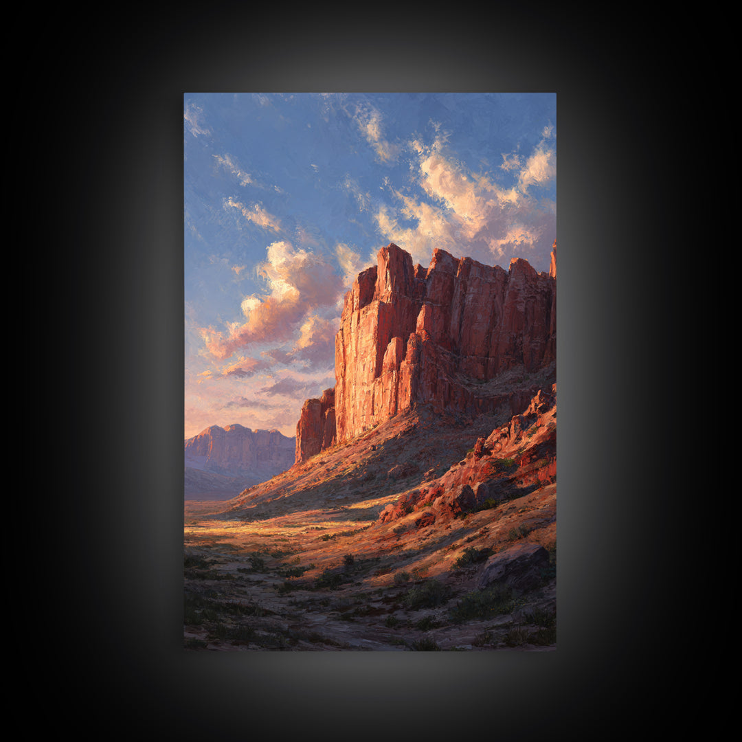 Sunset Over Rugged Canyon Mountain Landscape Contemporary Oil Painting Canvas Print For Modern Wall Art Nature Home Decor