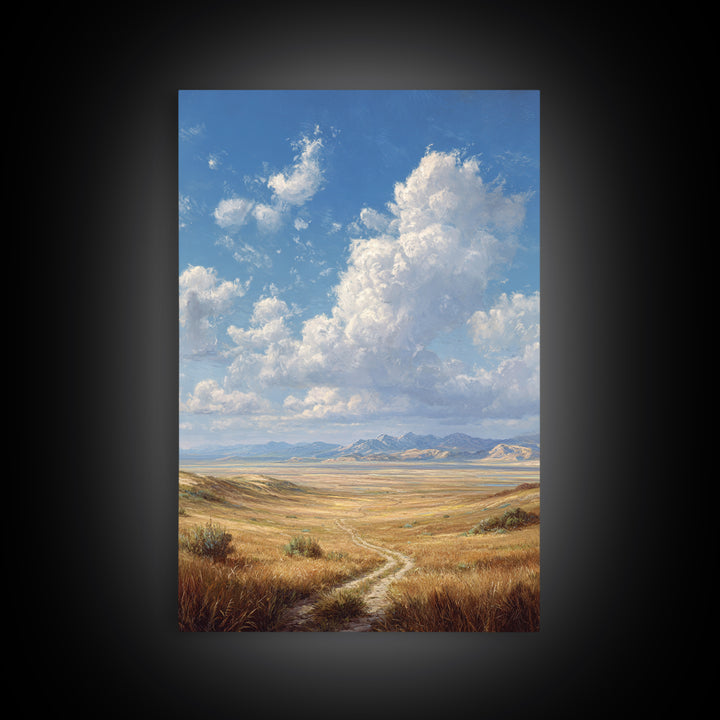 Majestic Mountain Valley Landscape Painting Original Art Large Wall Art Framed Canvas Print Natural Home Decor