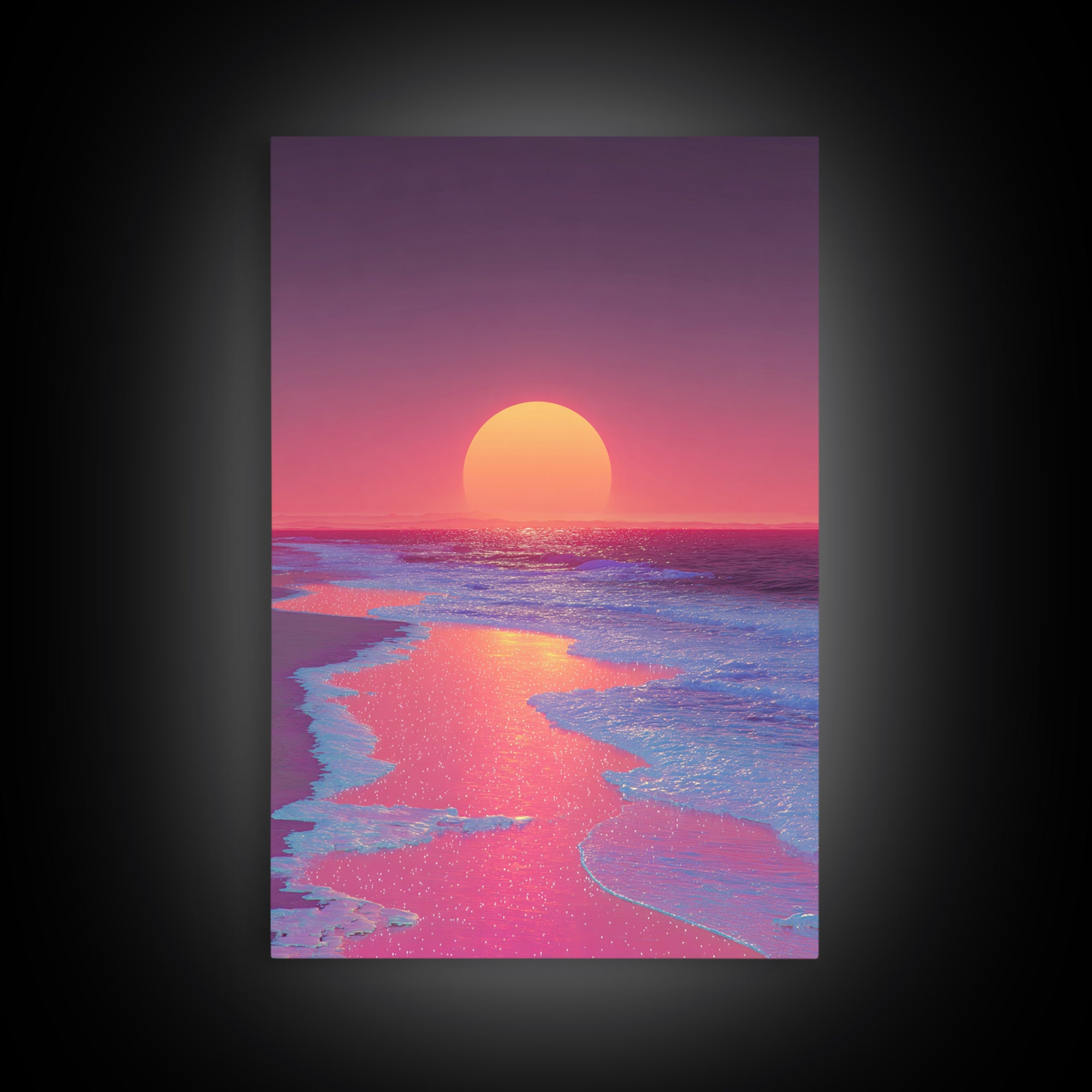 Dramatic Cityscape At Sunset With Reflective Surface Modern Wall Art Large Canvas Print Trendy Wall Art For Living Room Decor