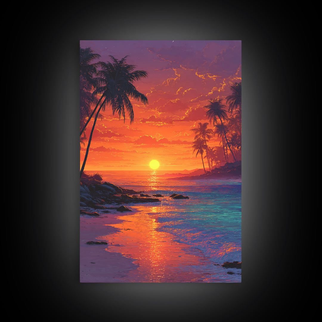 Colorful Mystic Ocean Wave With Buddha Silhouette Wall Art Canvas Print Vibrant Spiritual Home Decor
