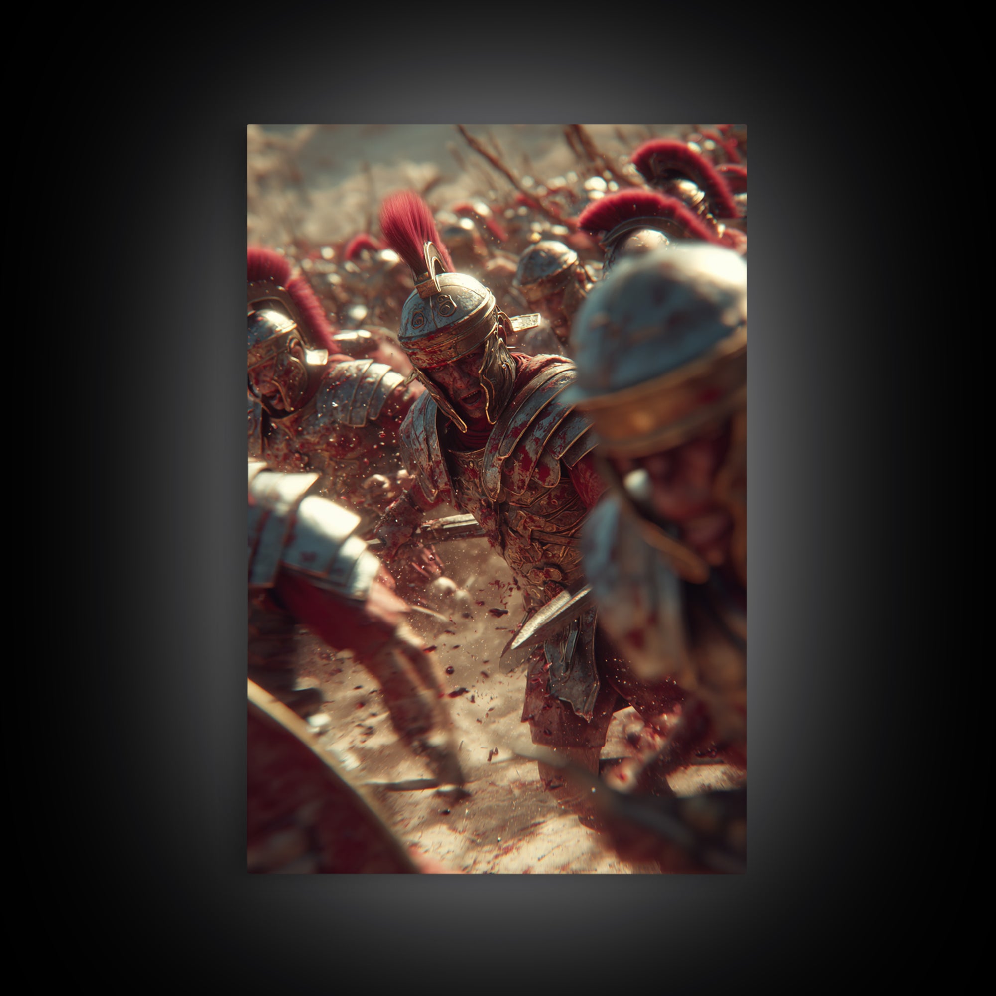 Roman Soldier In Battle Closeup Canvas Print, Ancient Legion Wall Art, Historical Warrior Art Decor, Masculine Gift For Him