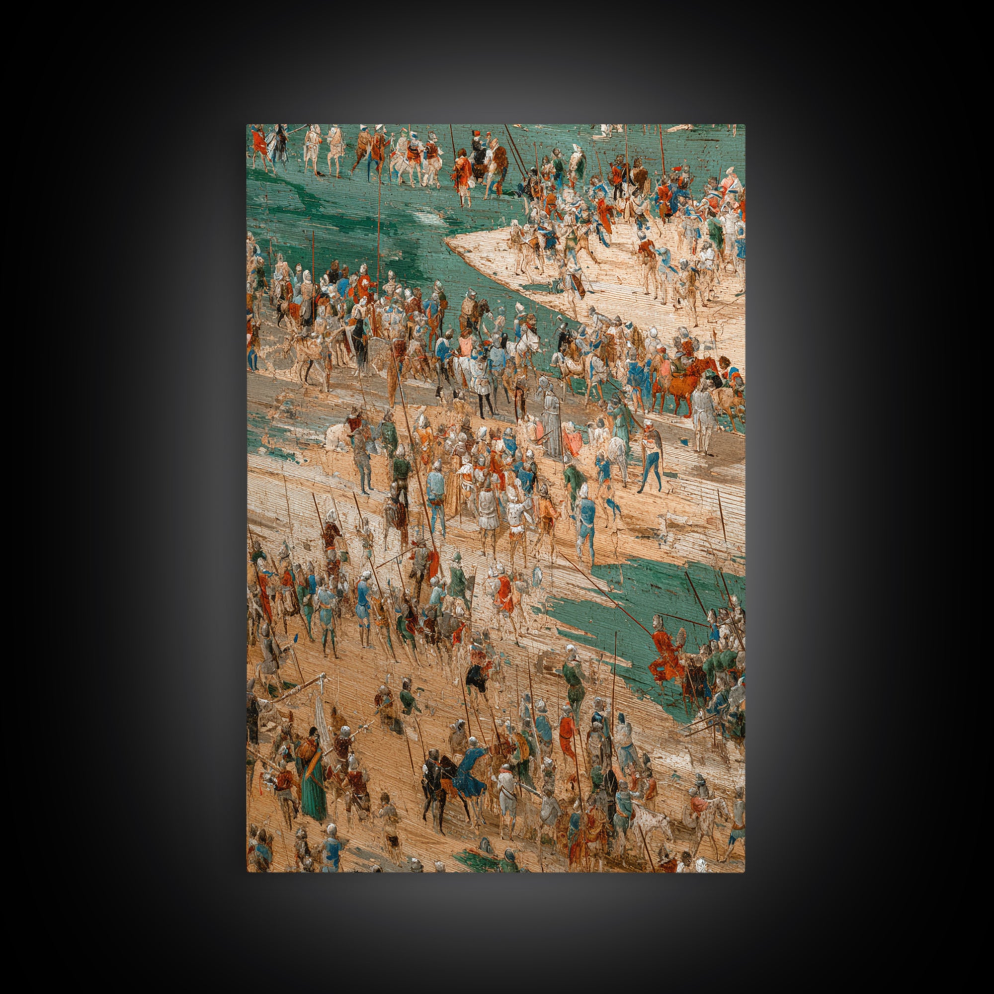 Medieval Battle Camp With Cavalry And Crowds Canvas Print, Historical Wall Decor, Fantasy Art, Large Gallery Wall Art, Home Decor