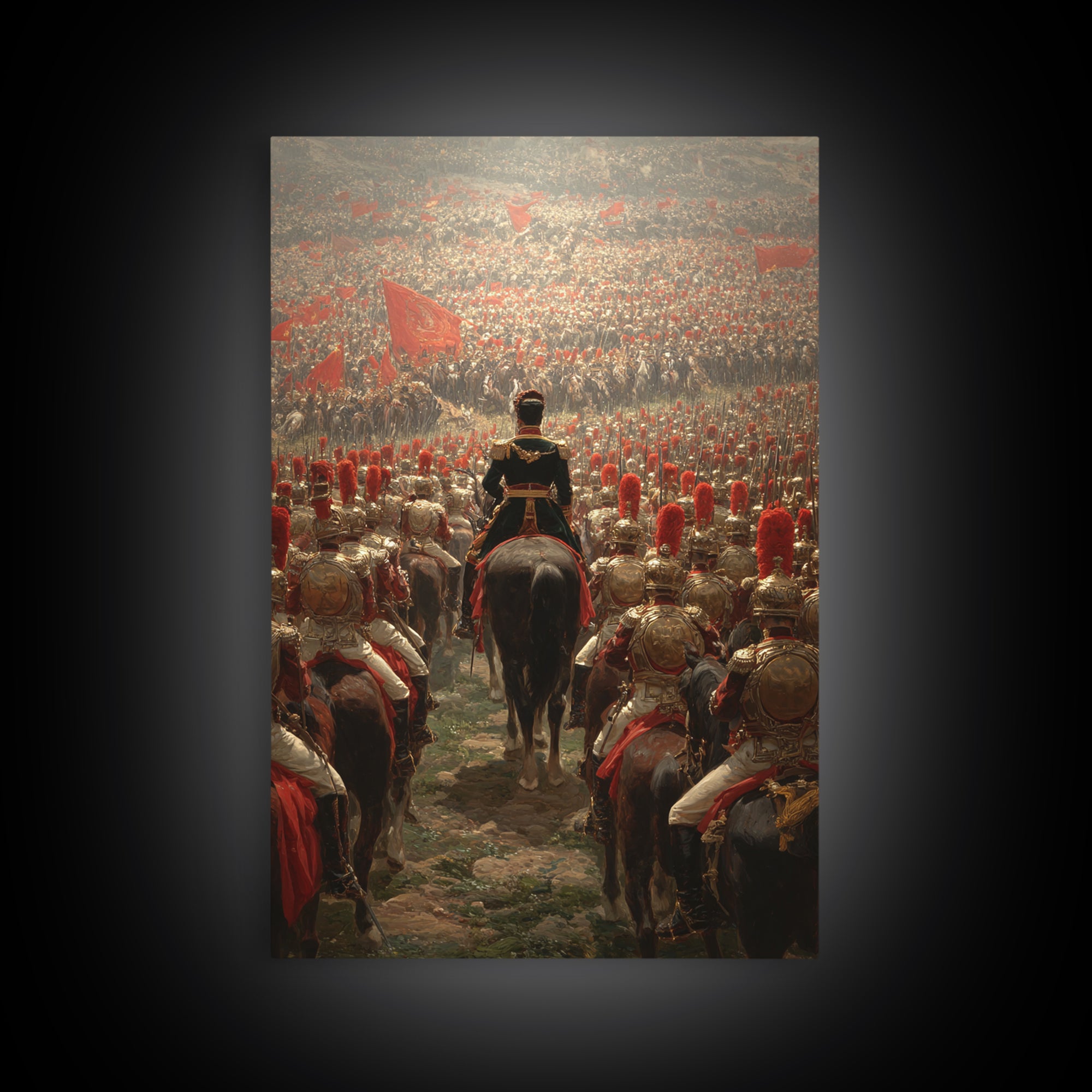 Imperial Commander Over Vast Cavalry Army, Framed Canvas Print, Historical Battle Art, Military Wall Decor, Gift For Him