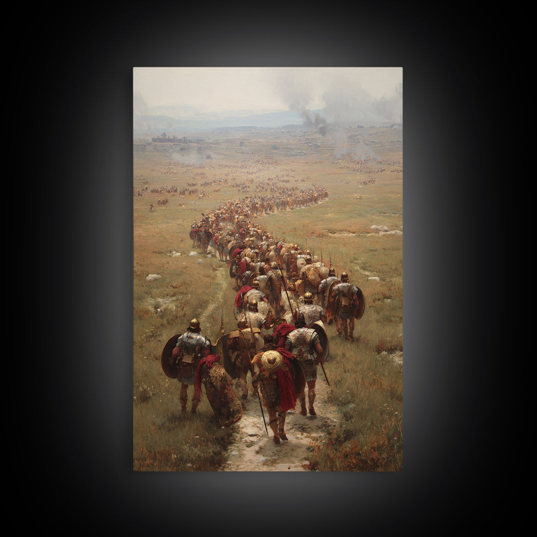 Roman Legion Marching Across Open Plains Canvas Print, Historical Battle Wall Art, Classical Office Decor For Him, Living Room Art
