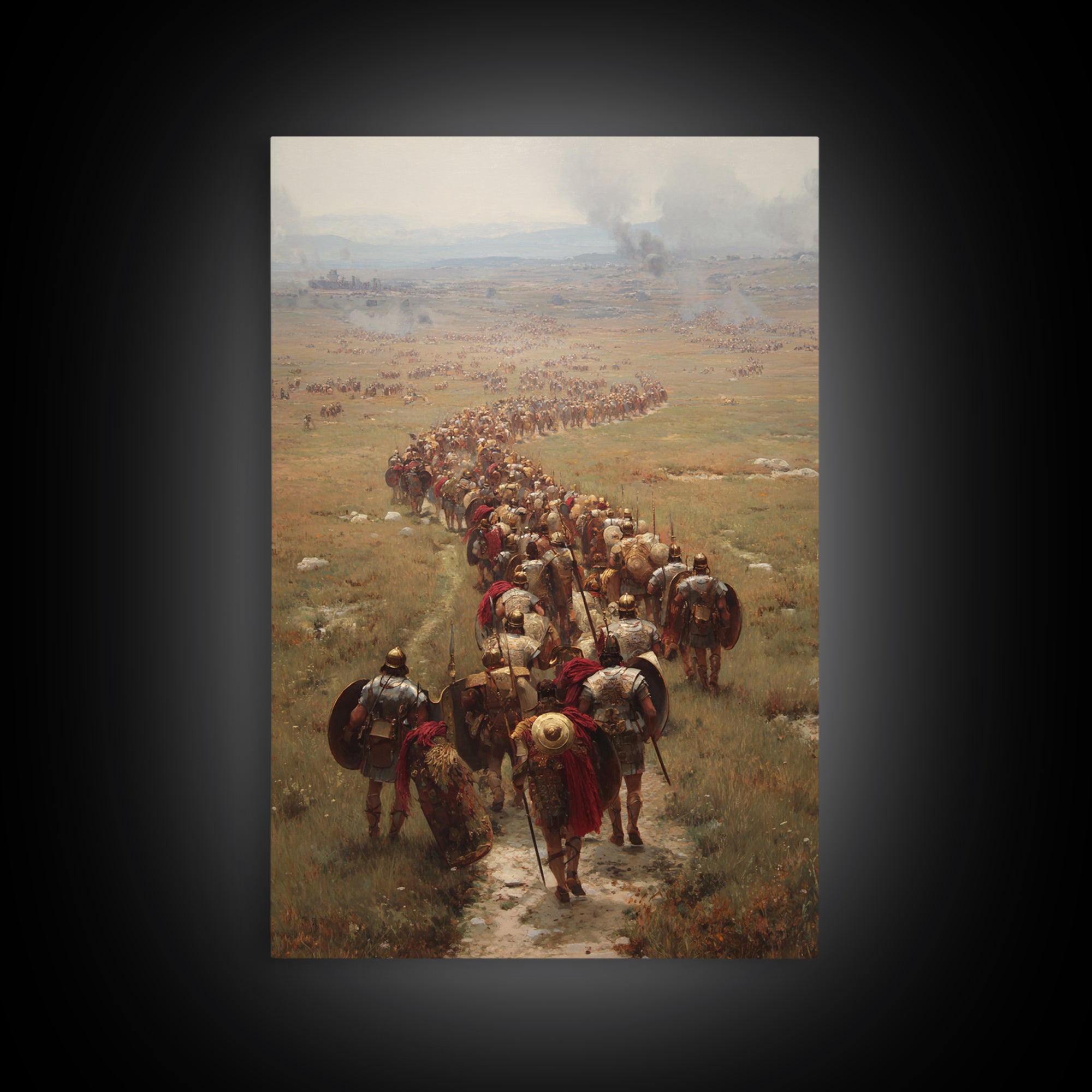 Roman Legion Marching Across Open Plains Canvas Print, Historical Battle Wall Art, Classical Office Decor For Him, Living Room Art