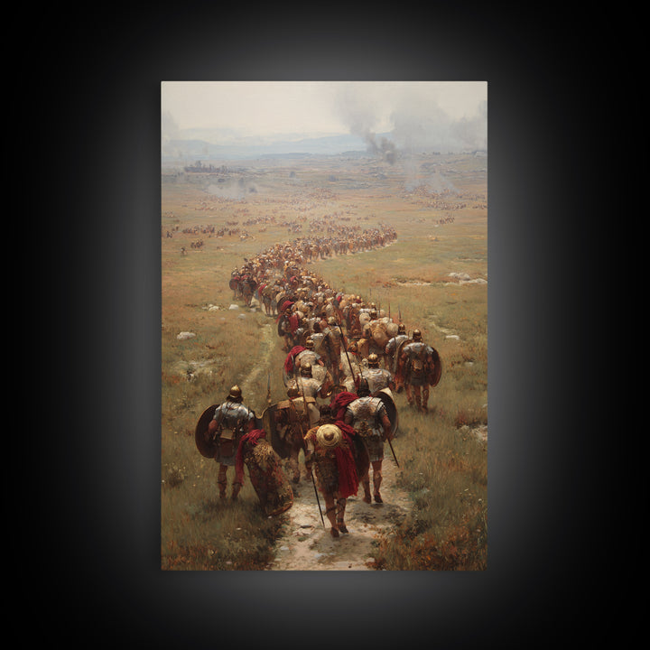 Roman Legion Marching Across Open Plains Canvas Print, Historical Battle Wall Art, Classical Office Decor For Him, Living Room Art