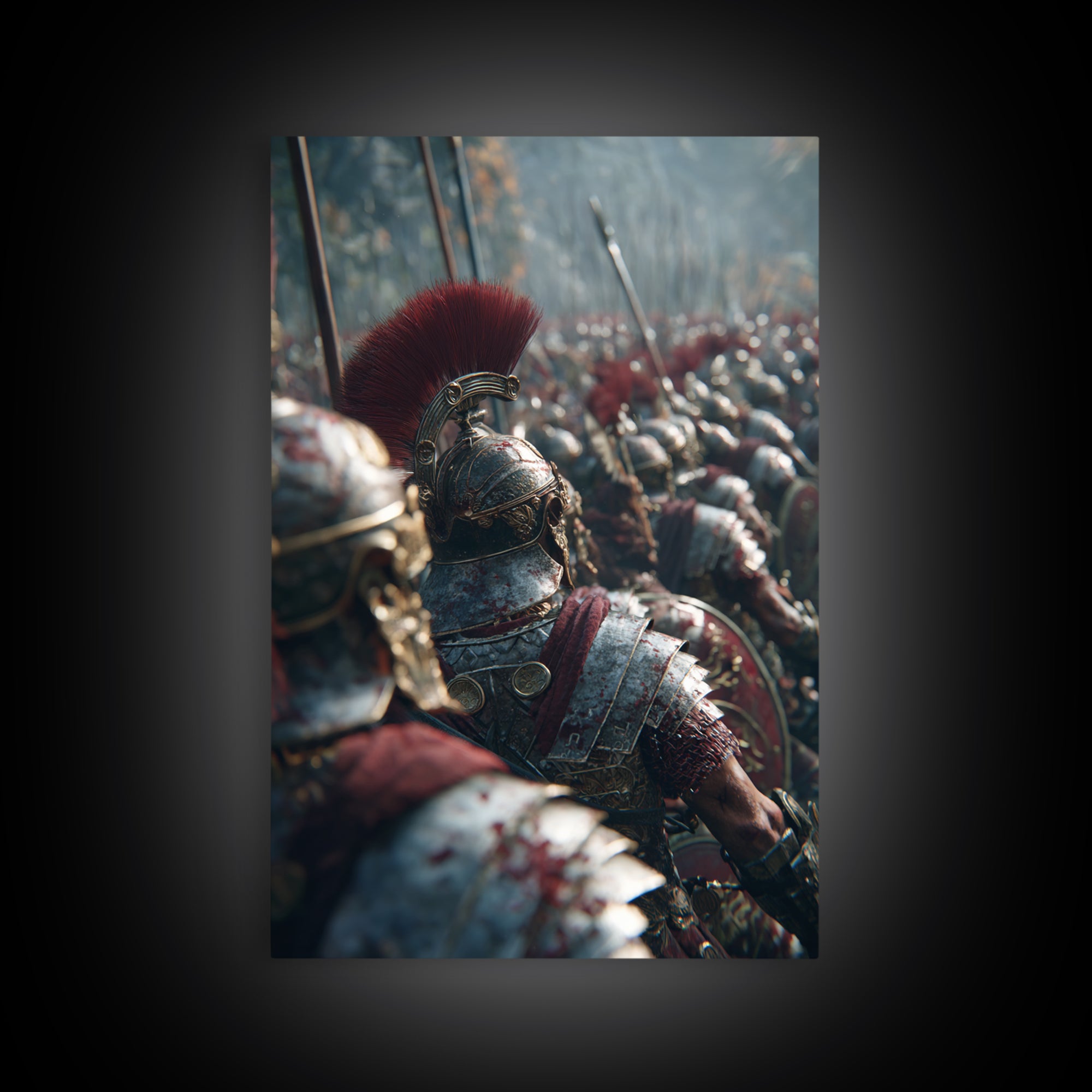 Roman Legion Battle Helmets, Ancient Warrior Wall Art, Historical Canvas Print, Masculine Office Decor, Gift For Him, Man Cave