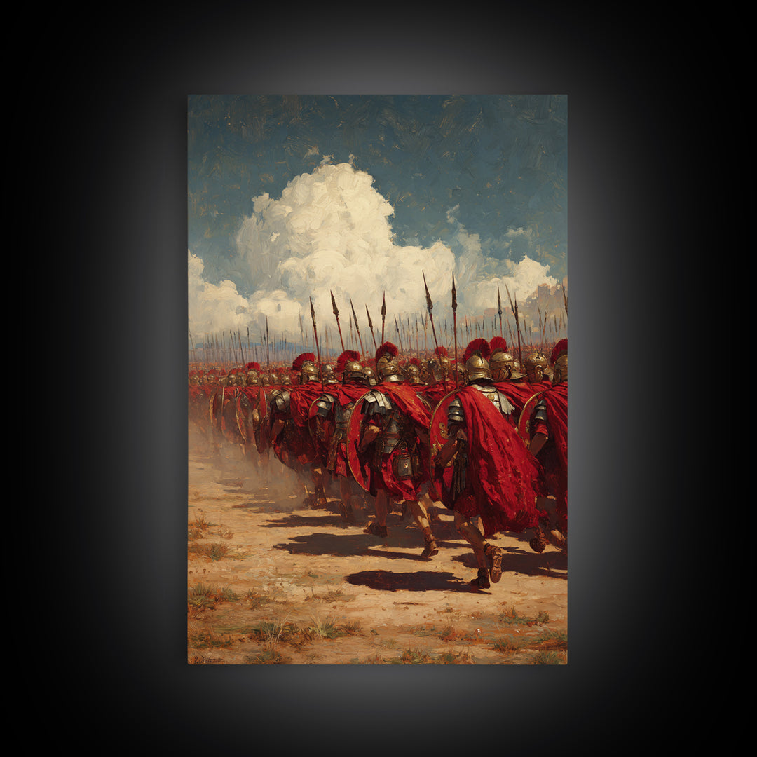 Roman Legion Marching With Red Capes Canvas Print, Ancient Warrior Wall Art, Historical Battle Decor, Gift For Him, Office Decor