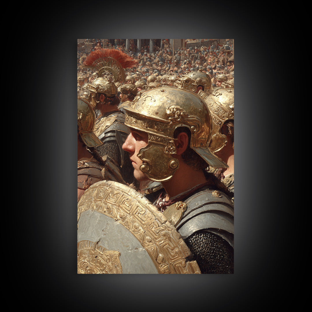 Roman Legion Soldier Framed Canvas Print, Ancient Warrior Wall Art, Historical Battle Decor, Gladiator Gift For Him, Office Decor