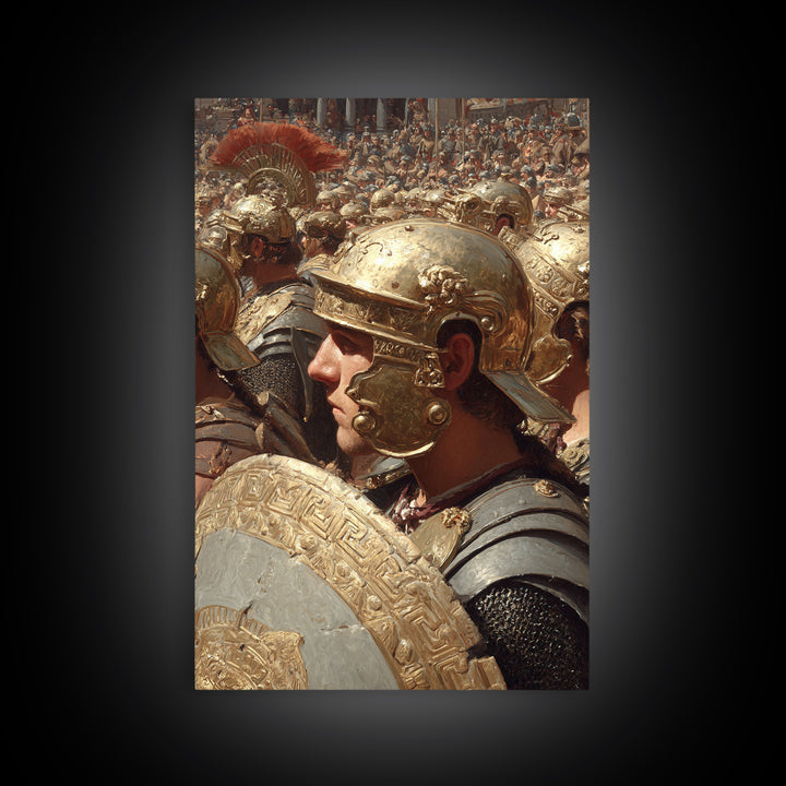 Roman Legion Soldier Framed Canvas Print, Ancient Warrior Wall Art, Historical Battle Decor, Gladiator Gift For Him, Office Decor