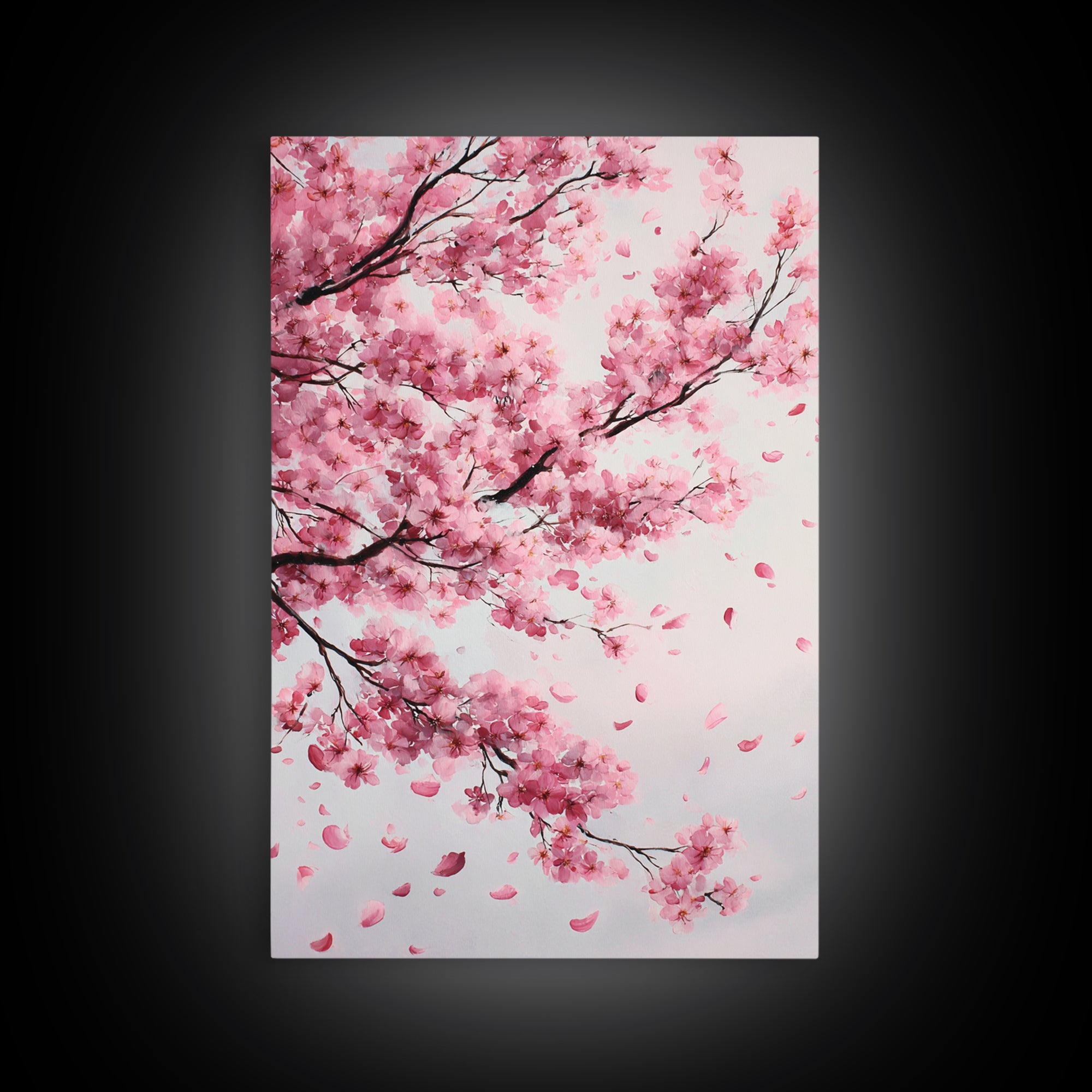 Pink Cherry Blossom Branches Canvas Print, Japanese Wall Art, Botanical Wall Decor, Spring Bedroom Decor, Feminine Gift For Her