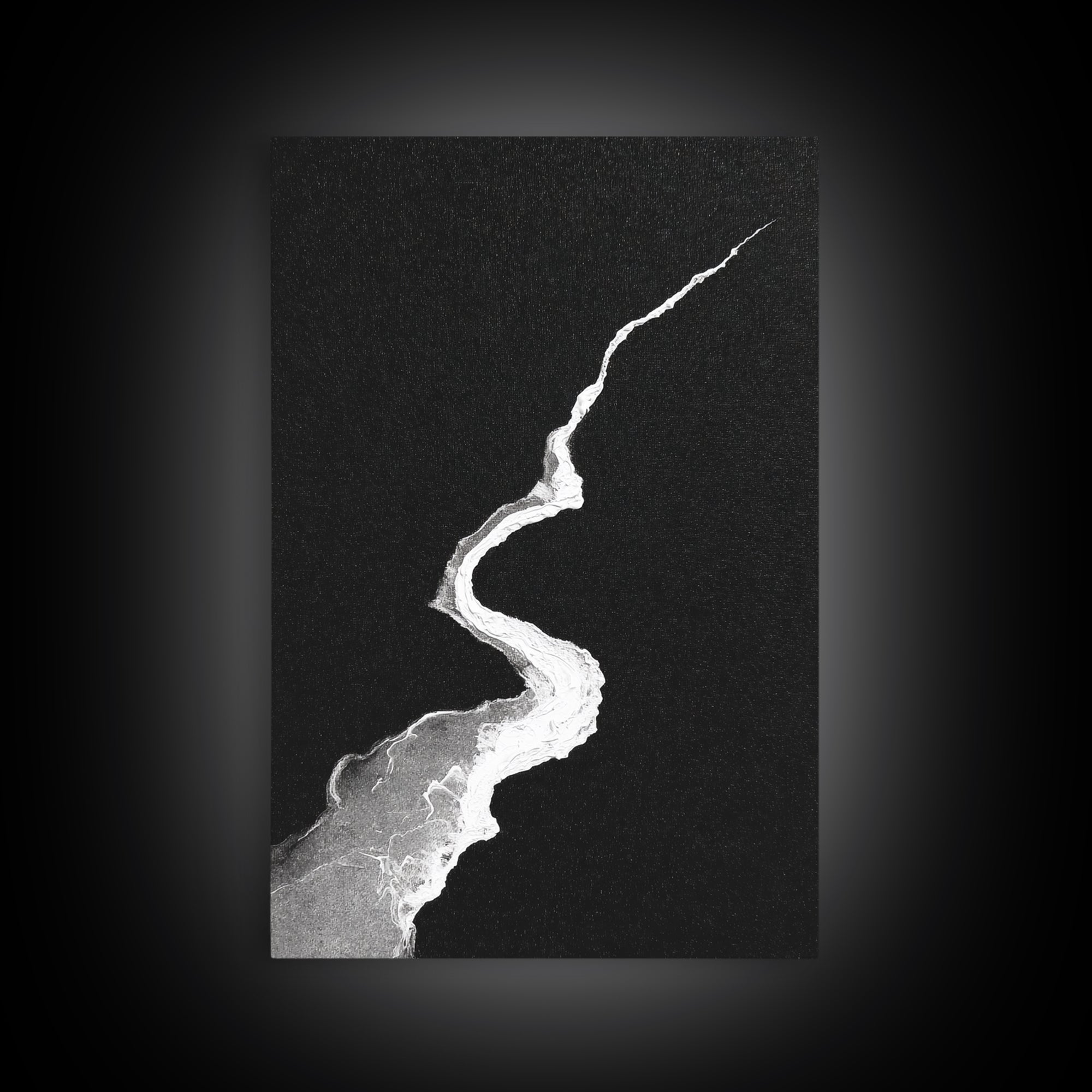 Abstract Black And White Textured Paint Stroke Minimalist Wall Art Canvas Print For Office Decor