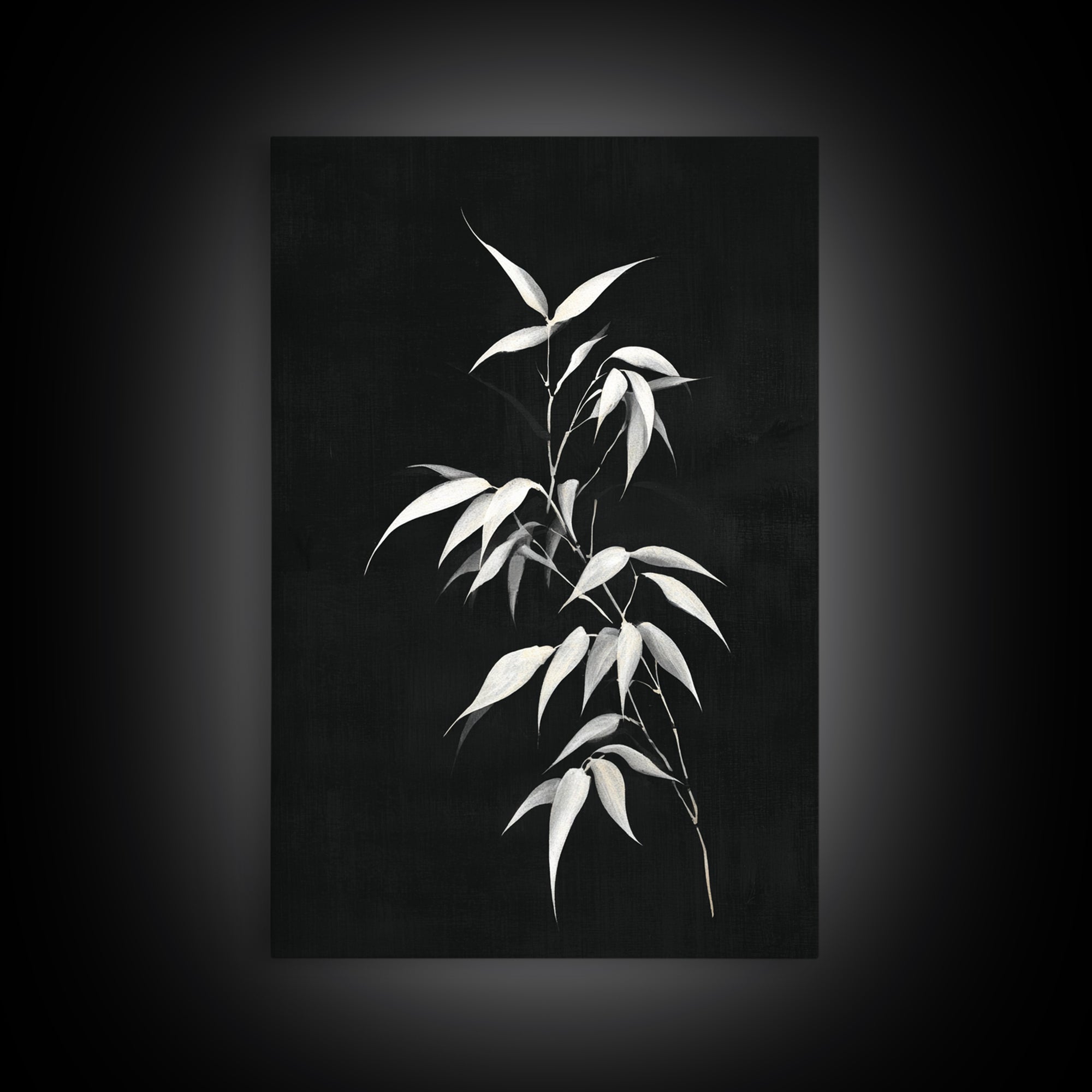 Elegant Minimalist Bamboo Plant Black And White Canvas Print, Zen Botanical Wall Art, Contemporary Home Decor