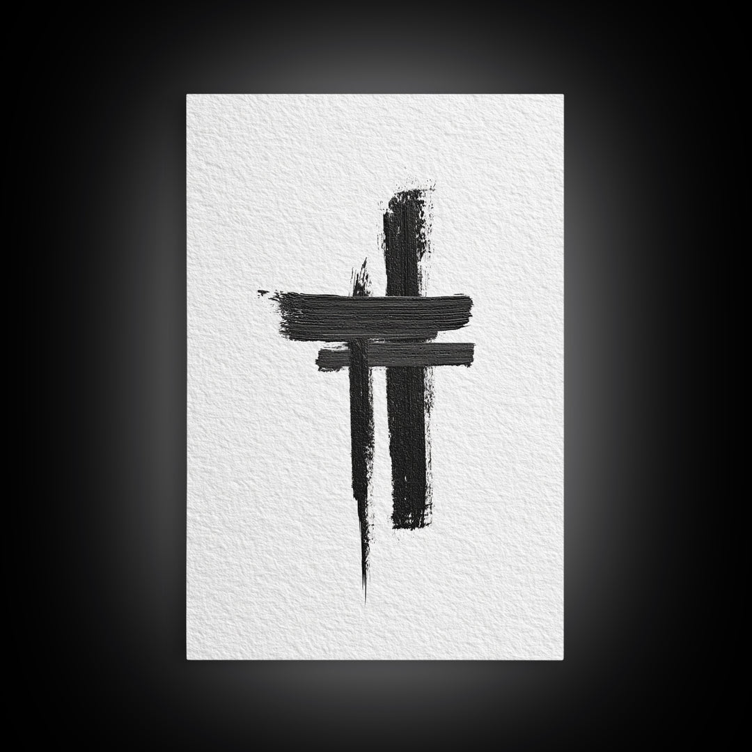 Minimalist Abstract Black Brush Strokes On Textured White Paper Canvas Print Modern Art Wall Decor