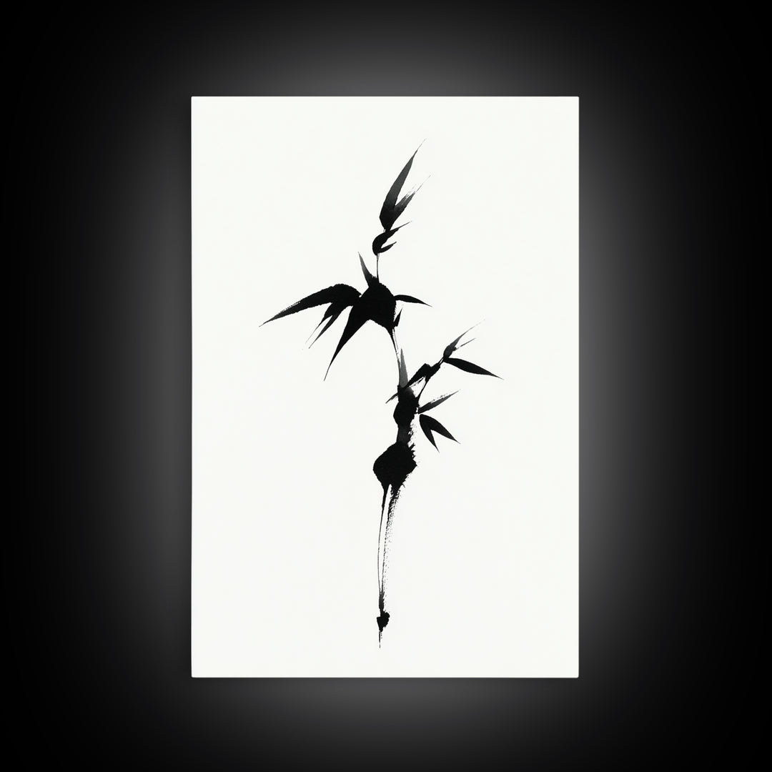 Zoetrope-Like Monochrome Abstract Wave Shape Ink Brush Stroke Painting Minimalist Wall Art Print Framed Canvas