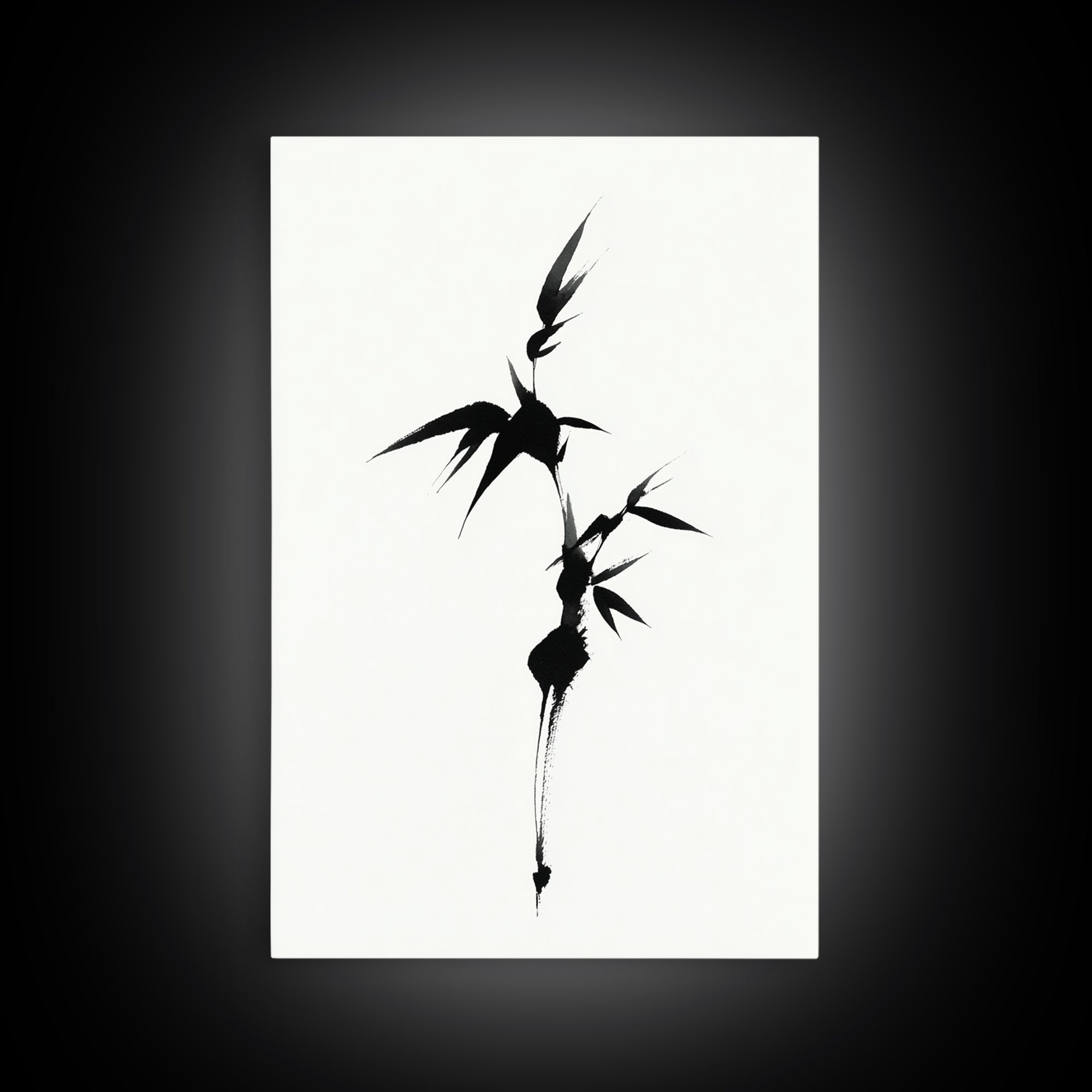 Zoetrope-Like Monochrome Abstract Wave Shape Ink Brush Stroke Painting Minimalist Wall Art Print Framed Canvas