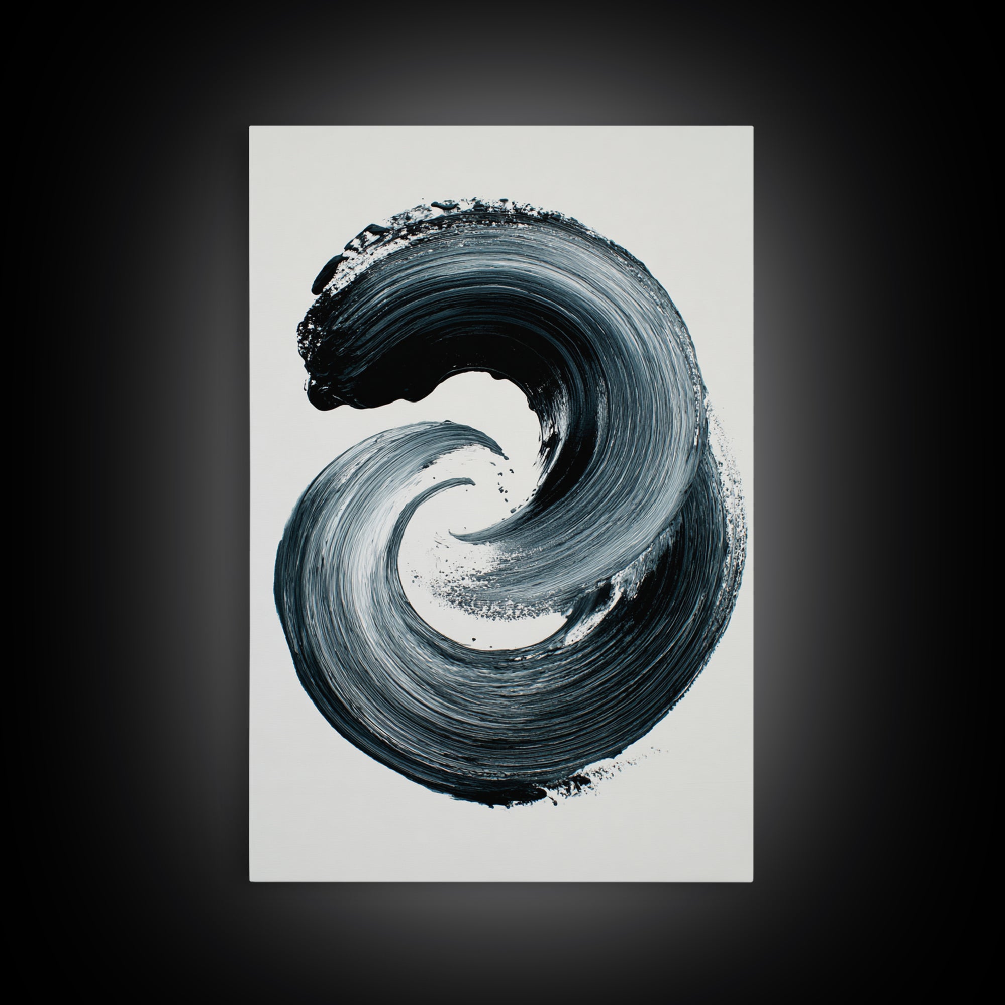 Bold Black And White Abstract Ink Brush Stroke Minimalist Wall Art Print Ideal For Contemporary Home Decor