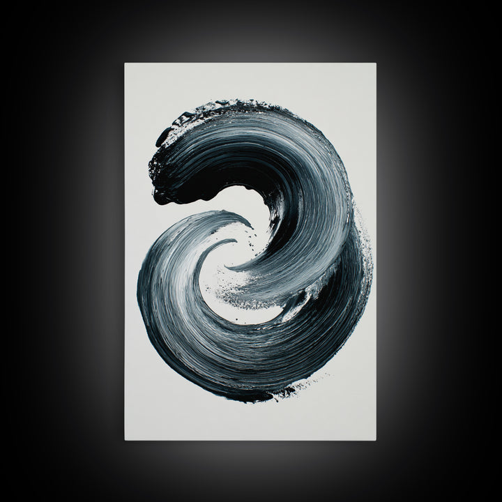 Bold Black And White Abstract Ink Brush Stroke Minimalist Wall Art Print Ideal For Contemporary Home Decor