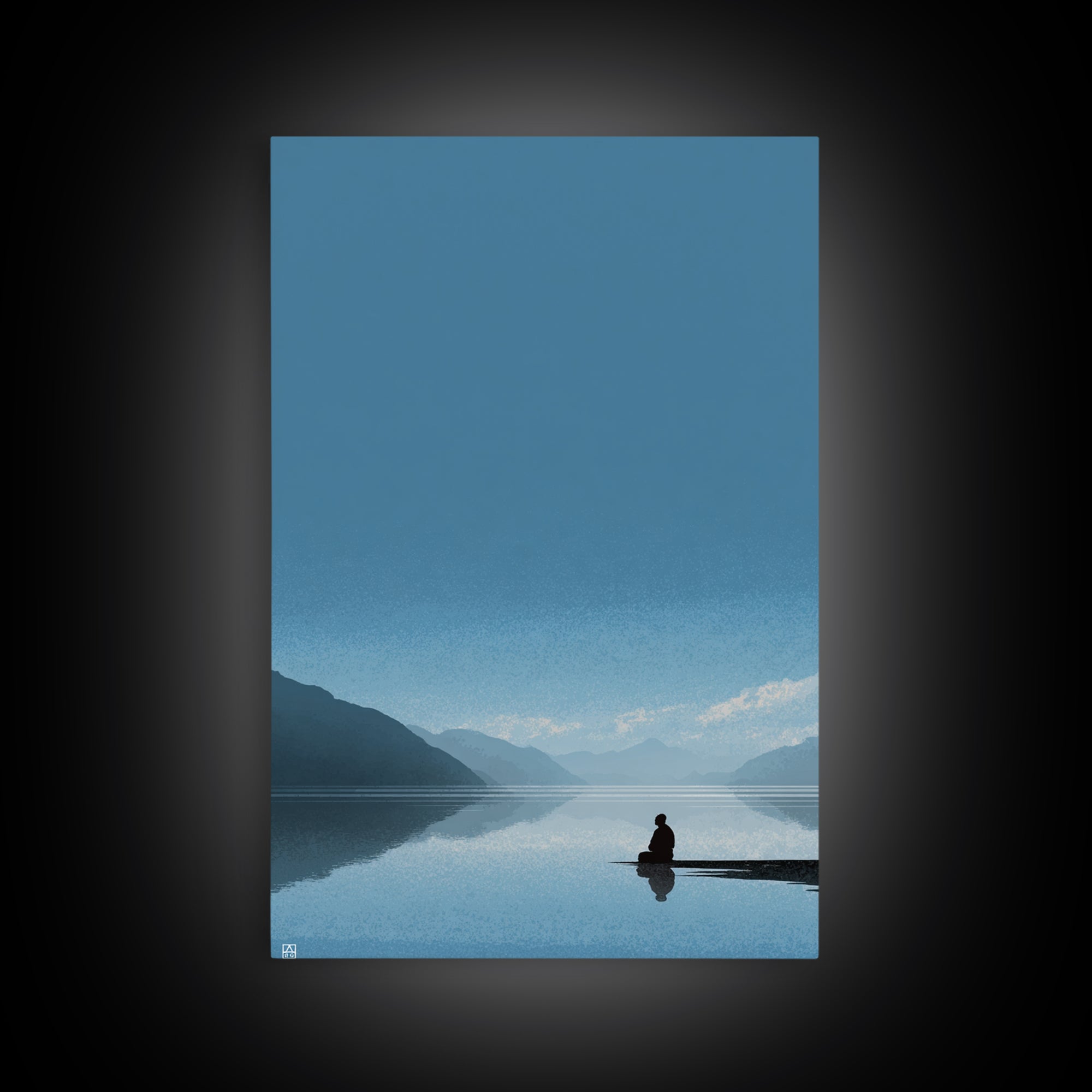 Peaceful Solitude At Lake With Mountains Sunrise Landscape Wall Art Framed Canvas Print For Living Room Home Decor