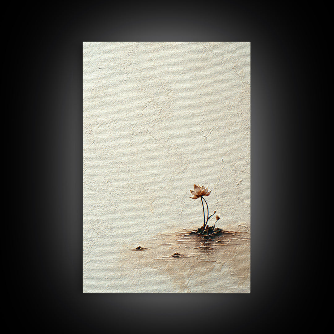 Simple Lotus Flower Minimalist Painting Wall Art Canvas Print For Spa Decor And Zen Home Decoration