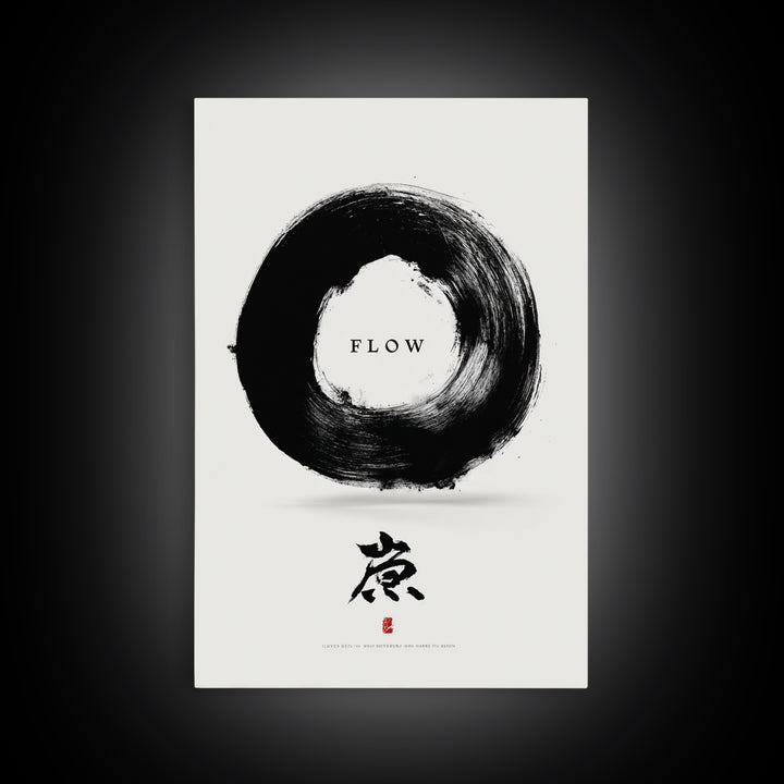 Minimalist Black Enso Circle Symbol Art Print With Flow Calligraphy Brush Stroke Wall Art Print For Modern Home Decor