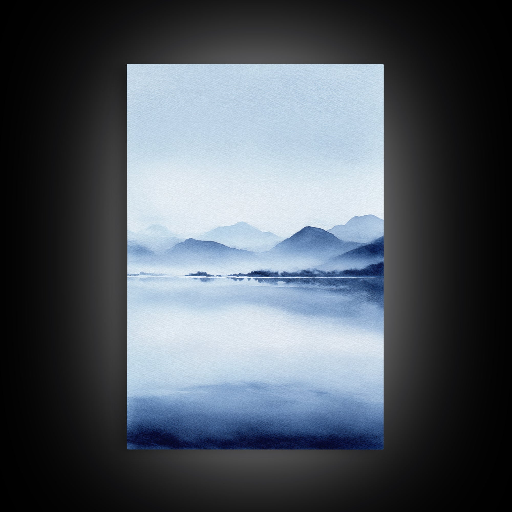 Cyberpunk Digital Blue Buddha Statue With Fish And Neon Lights In Futuristic Aquarium Contemporary Canvas Art