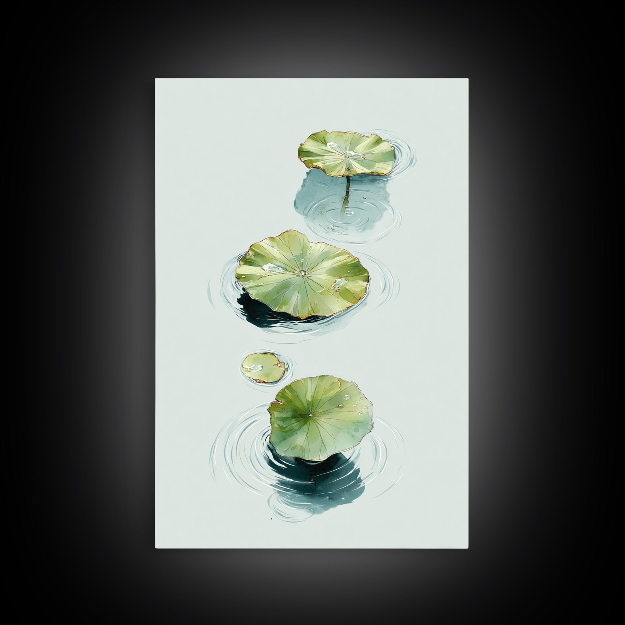 Botanical Watercolor Art Of Floating Lotus Leaves Calm Minimalist Wall Art Print For Nature Inspired Home