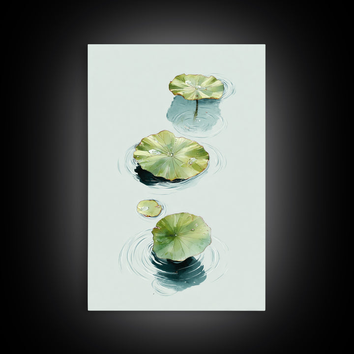 Botanical Watercolor Art Of Floating Lotus Leaves Calm Minimalist Wall Art Print For Nature Inspired Home