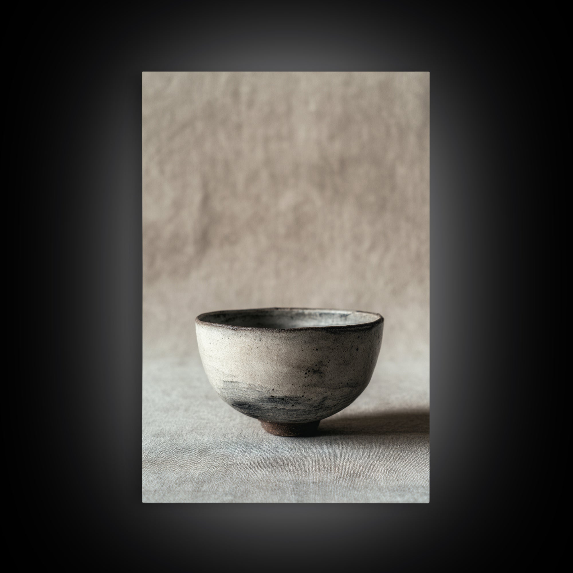 Handcrafted Rustic Ceramic Bowl With Earthy Glaze Textures Minimalist Wall Art Clay Pottery For Kitchen Decor Framed Canvas Print