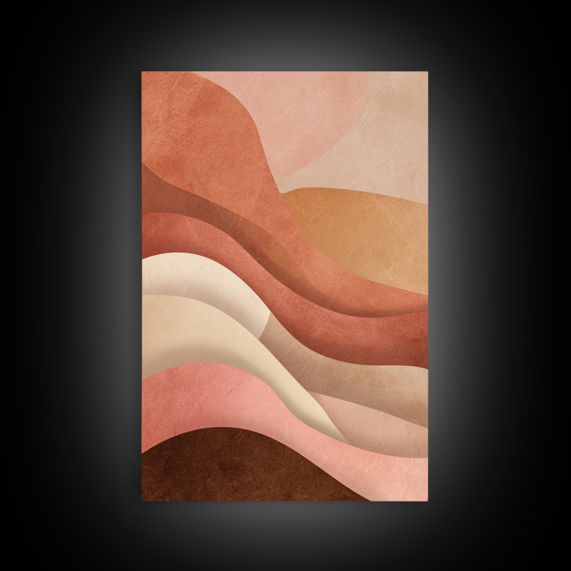 Terracotta Abstract Waves Canvas Print, Earth Tone Wall Art, Neutral Boho Decor, Modern Minimalist Bedroom Art Gift For Her