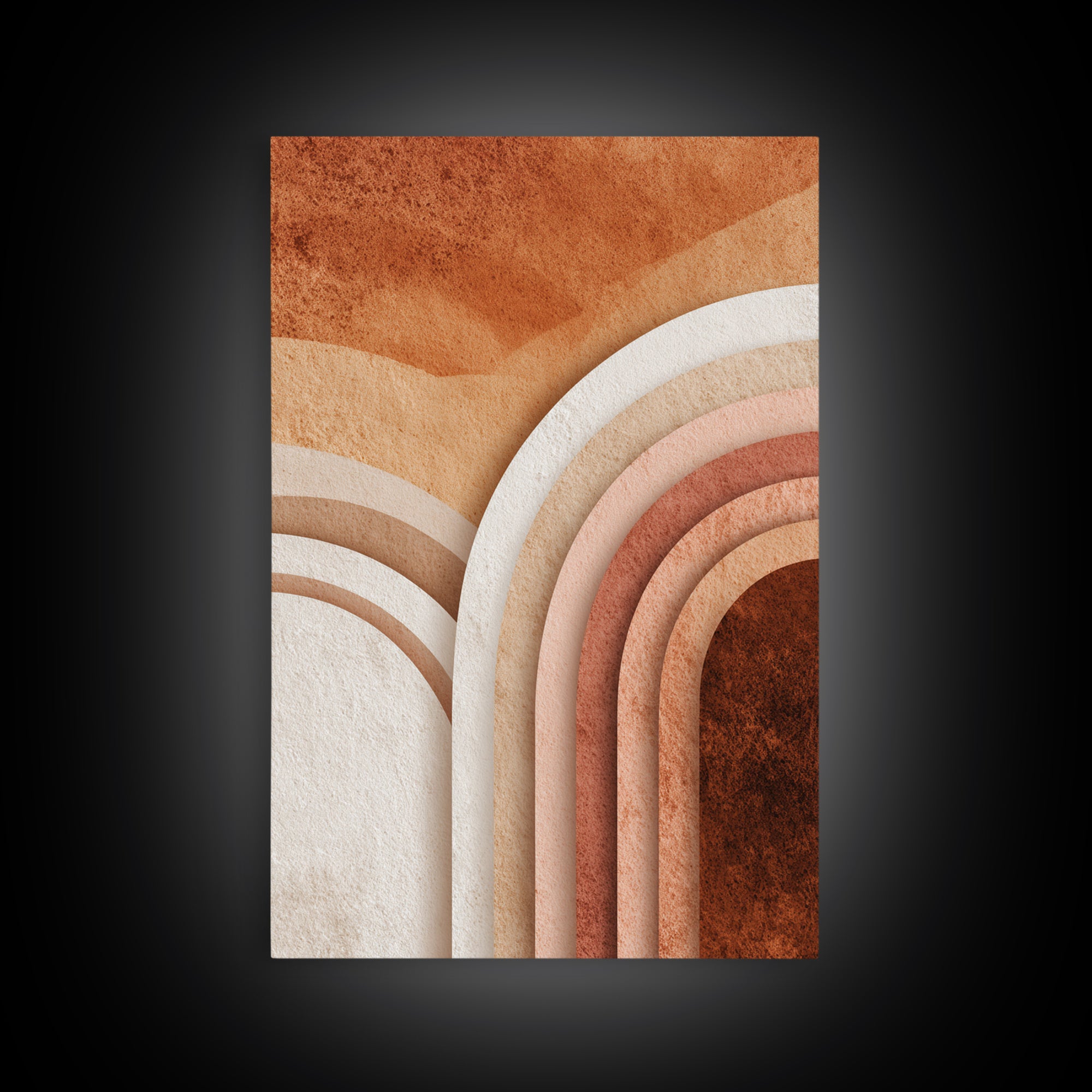 Terracotta Textured Arch Abstract Wall Art, Boho Geometric Canvas Print, Earth Tone Modern Home Decor, Living Room Bedroom Decor