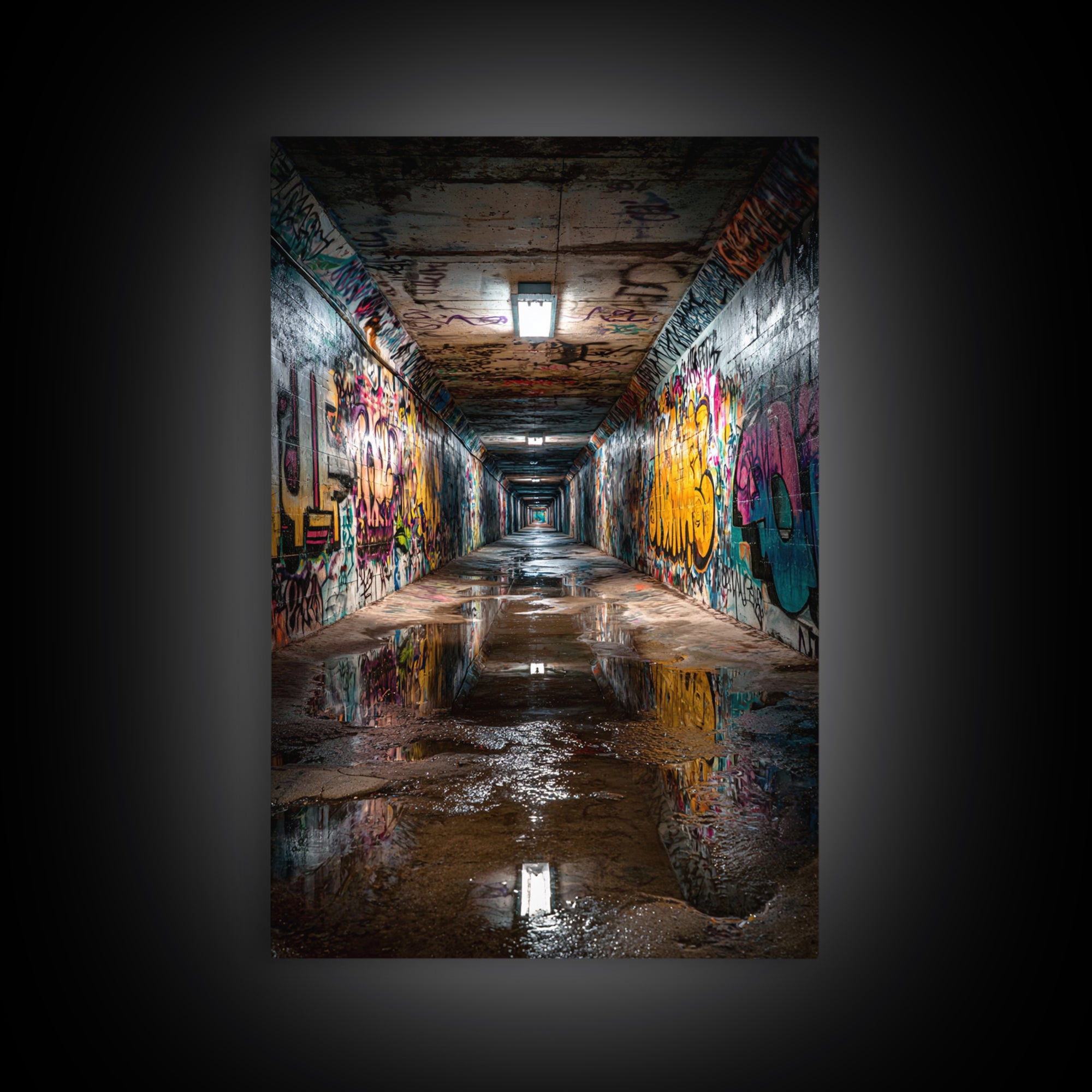 Urban Graffiti Tunnel Photography Wall Art Print Contemporary Art Modern Home Decor For Office And Loft