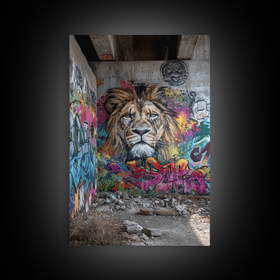 Urban Graffiti Lion Mural Street Art Canvas Print Large Wall Art For Modern Home Decor And Office