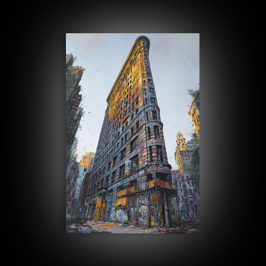 Urban Art Graffiti Building Wall Art Print Modern Cityscape Decor Framed Canvas Print