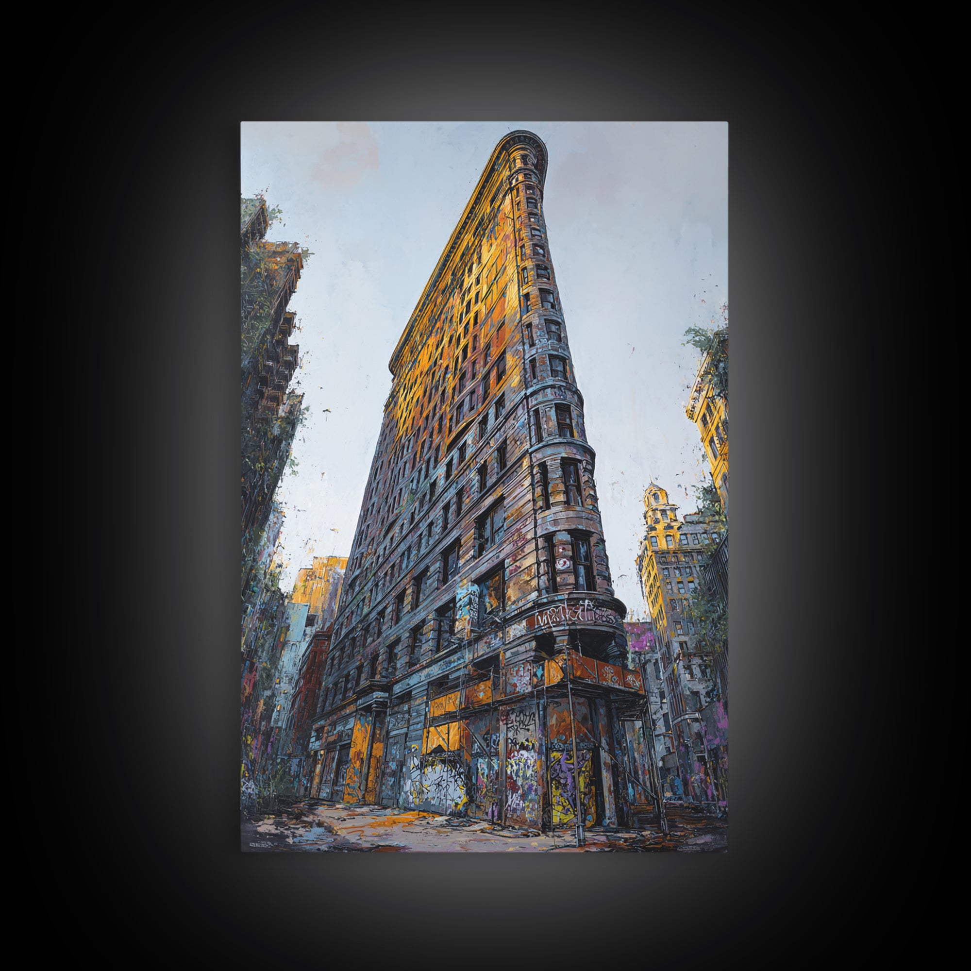 Urban Art Graffiti Building Wall Art Print Modern Cityscape Decor Framed Canvas Print