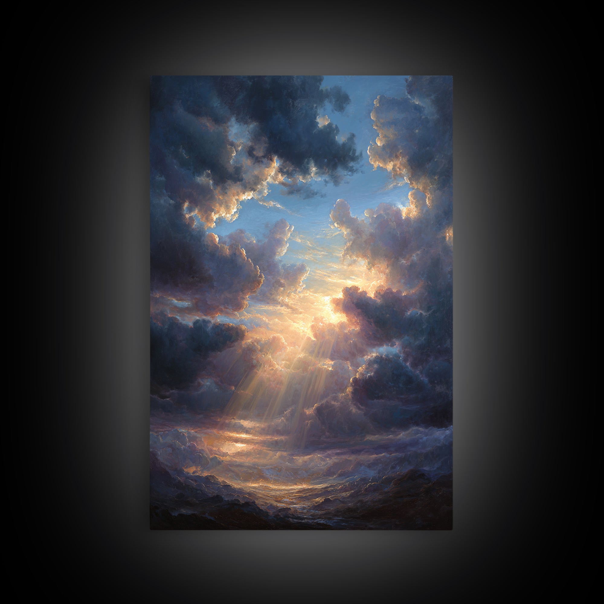 Stunning Sunset Sky With Dramatic Clouds Wall Art Framed Canvas Print For Home Decor And Living Room