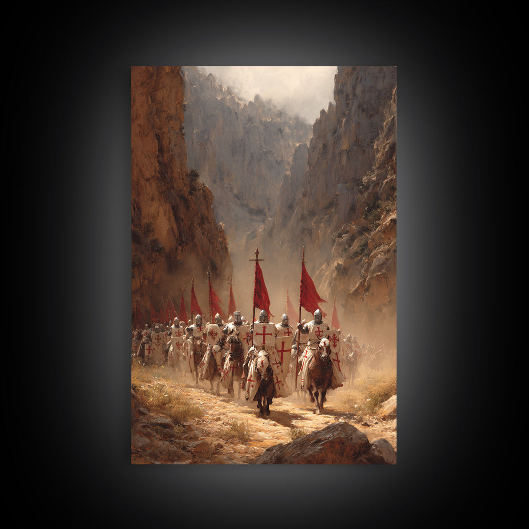 Medieval Knights March Through Canyon Original Painting Large Wall Art Canvas Print