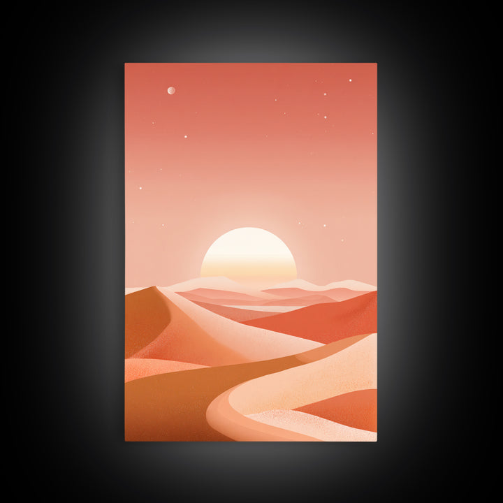 Coral Desert Dunes Sunset Canvas Print, Abstract Landscape Wall Art, Warm Terracotta Decor, Modern Living Room Art, Home Decor