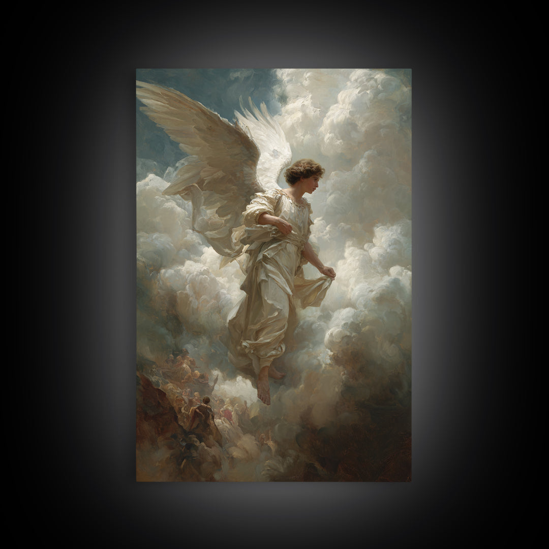 Angel In Clouds Renaissance Style Oil Painting Wall Art Framed Canvas Print Spiritual Religious Fine Art For Home Decor