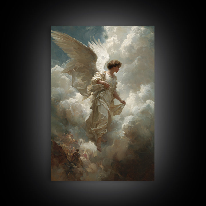 Angel In Clouds Renaissance Style Oil Painting Wall Art Framed Canvas Print Spiritual Religious Fine Art For Home Decor