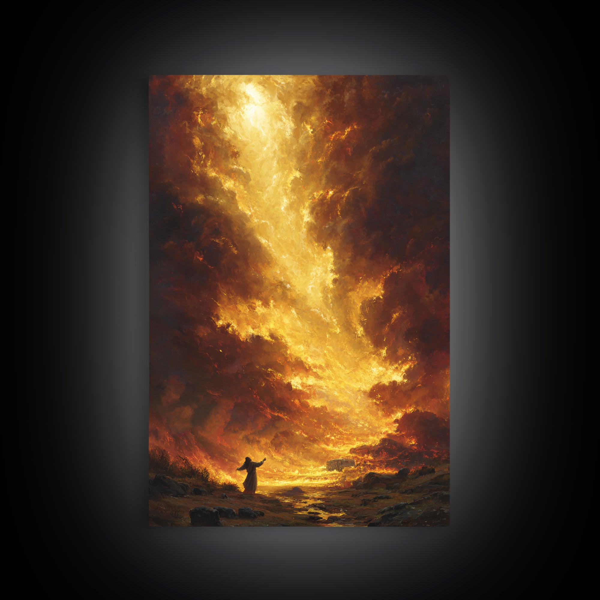Dramatic Fiery Sunset Landscape Wall Art Canvas Print For Living Room Home Decor And Office Space