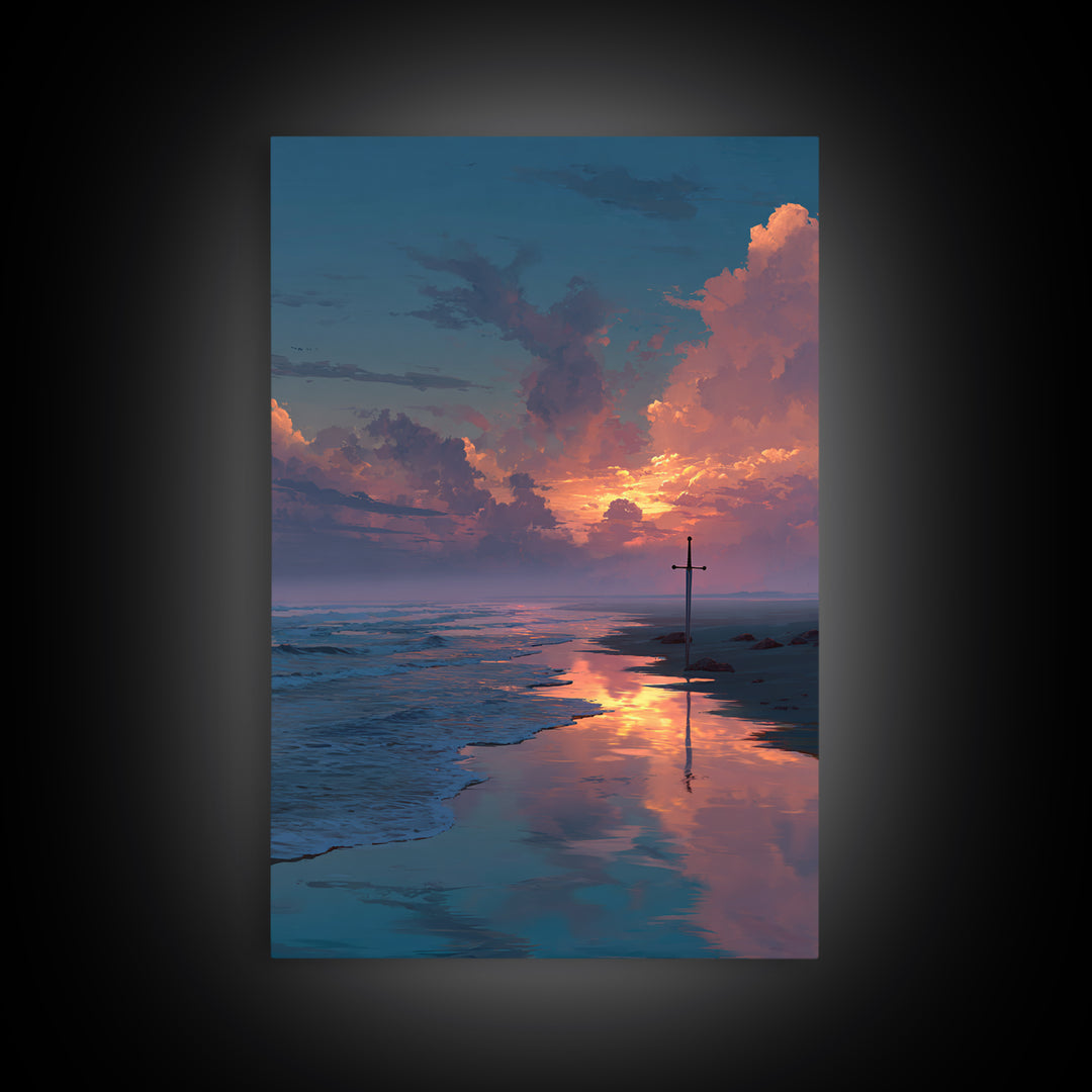 Enchanting Night Coastal Village Oil Painting Romantic Wall Art Canvas Print For Warm Home Decor And Bedroom Wall Decoration
